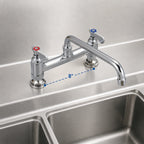 Thumbnail image #3 for BK Resources OptiFlow BKF8HD-10-G Heavy-Duty Deck-Mount Manual Faucet, 10-Inch Swing Spout, 8-Inch Centers, Lead-Free Chrome
