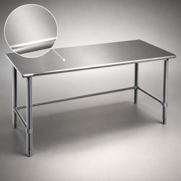 Product image #3 for Spec-Master 48" x 36" 14-Gauge 300-Series Stainless Steel Top Work Table with Open Base