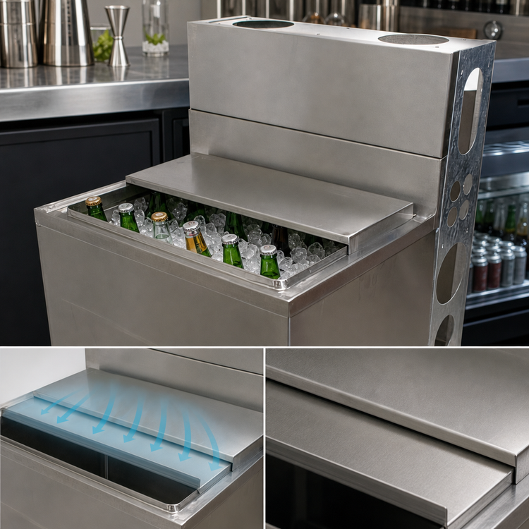 Product image #3 for BK Resources Underbar Stainless Steel Ice Bin with 10-Circuit Cold Plate, 80 lb Capacity