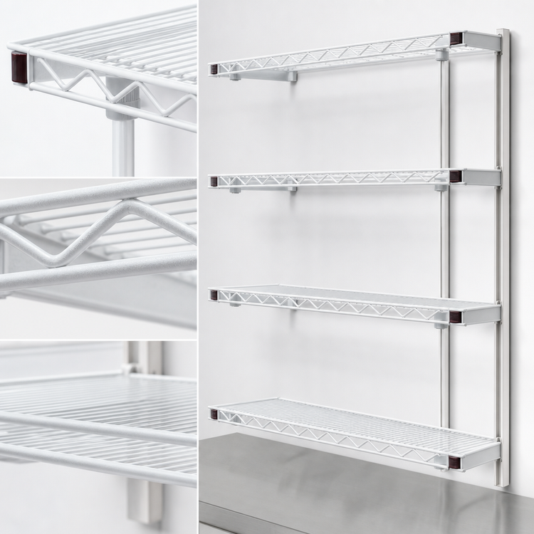 Product image #3 for EagleGard 4-Tier Add-On Wire Shelving Unit, 48"W x 18"D x 63"H, Hybrid Epoxy Finish