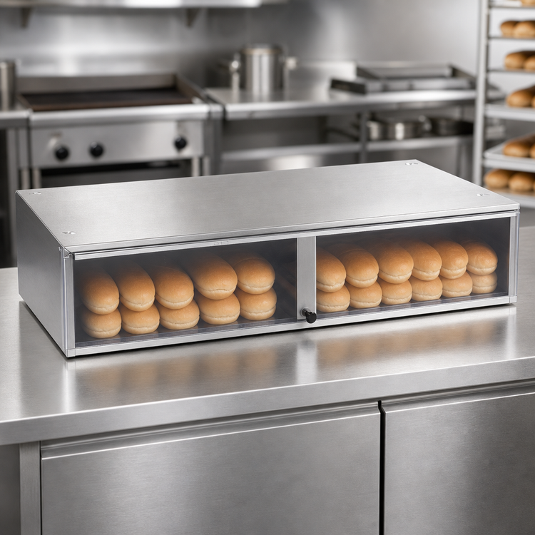 Product image #3 for Nemco 8075-SBB Stainless Steel Hot Dog Bun Box with Polycarbonate Hinged Doors, 96-Bun Capacity