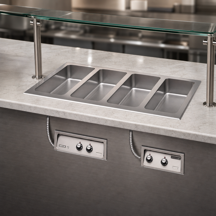 Product image #3 for Wells Top-Mount Built-In Electric Auto-Fill Hot Food Well, 4 Full-Size Pan Openings