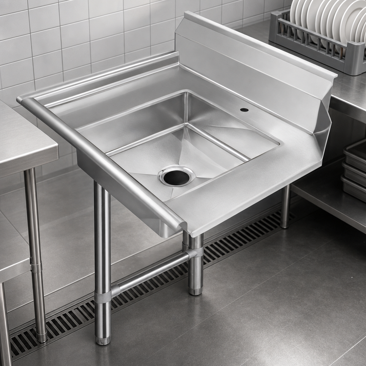 Product image #3 for 36-Inch x 30-Inch Straight Left-to-Right Soiled Dishtable with 20-Inch x 20-Inch Pre-Rinse Sink