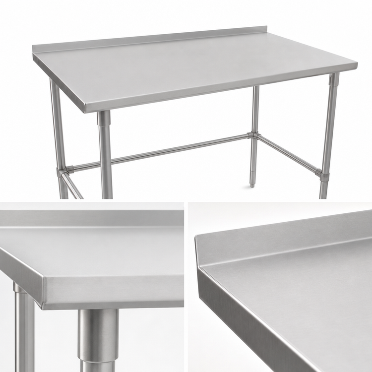 Product image #3 for John Boos Stallion 120 in. x 24 in. Stainless Steel Work Table with 1-1/2 in. Rear Backsplash