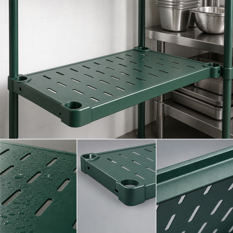 Product image #3 for Quik-Set 48 Inch x 24 Inch Louvered Solid Shelf, 14 Gauge Galvanized Steel, Green Epoxy Finish