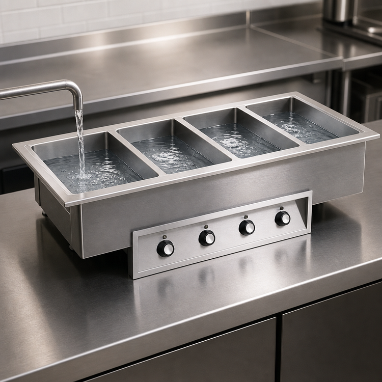Product image #3 for Randell 4-Pan Drop-In Electric Hot Food Well with Auto Water Fill and Drain