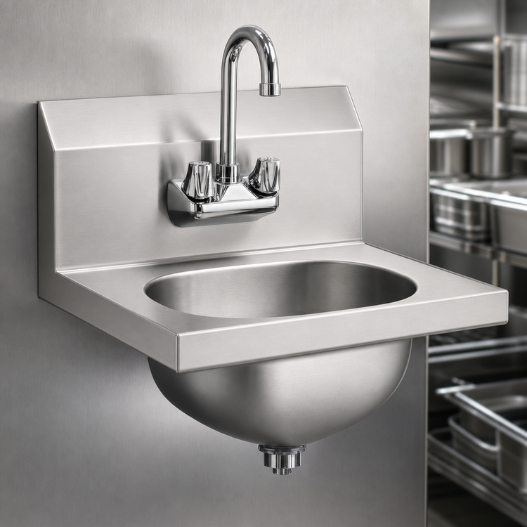 Product image #3 for Eagle Group HSA-10-F Wall-Mounted 304 Stainless Steel Hand Sink with Splash-Mounted Gooseneck Faucet