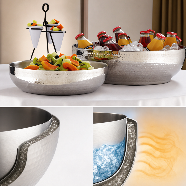Product image #3 for American Metalcraft 19-Inch Hammered Double Wall Insulated Stainless Steel Serving Bowl, 657 oz.