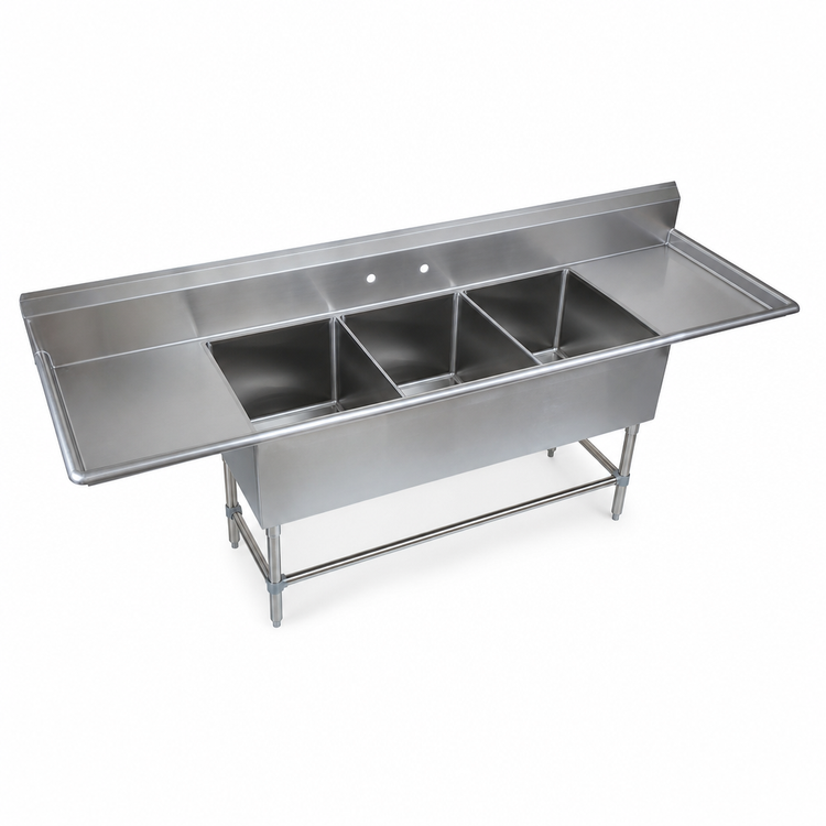 Product image #3 for John Boos Pro-Bowl 3-Compartment Sink with 24-Inch Left and Right Drainboards, 20 x 20 x 14-Inch Bowls