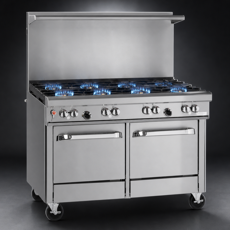 Product image #3 for Southbend Ultimate 48-Inch Stainless Steel Restaurant Gas Range with 8 Non-Clog Burners and 2 Space Saver Ovens