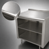 Thumbnail image #3 for Advance Tabco 84-Inch x 30-Inch 304 Stainless Steel Work Table with Open Front Cabinet Base, Mid-Shelf, and 1-1/2-Inch Rear Up-Turn
