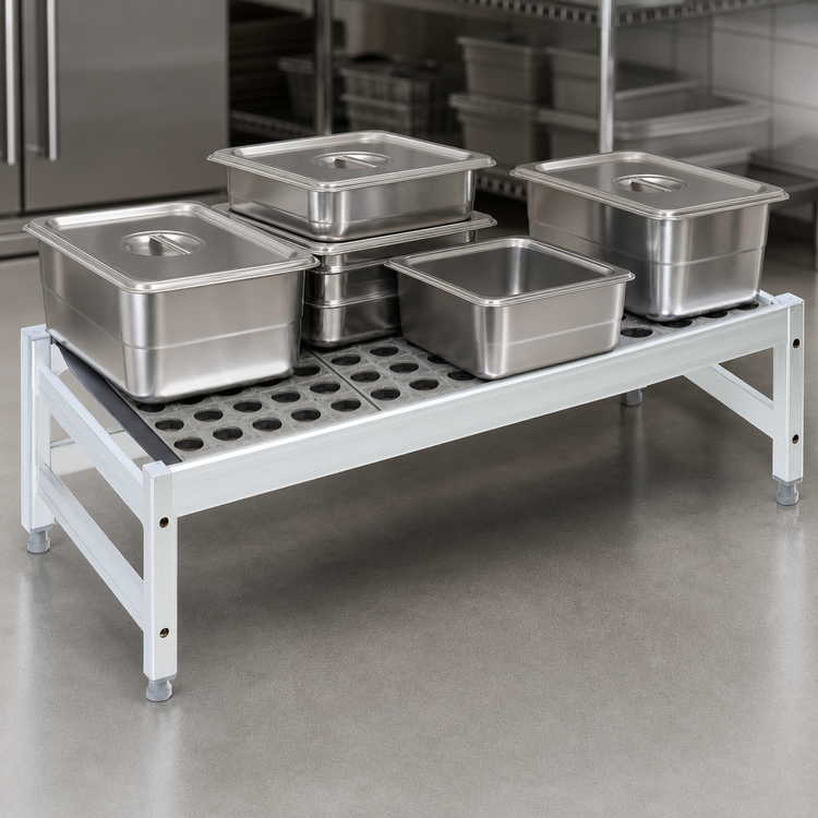 Product image #3 for Fermostock 42-Inch x 22-Inch x 12-Inch Aluminum Dunnage Rack with Adjustable Composite Feet