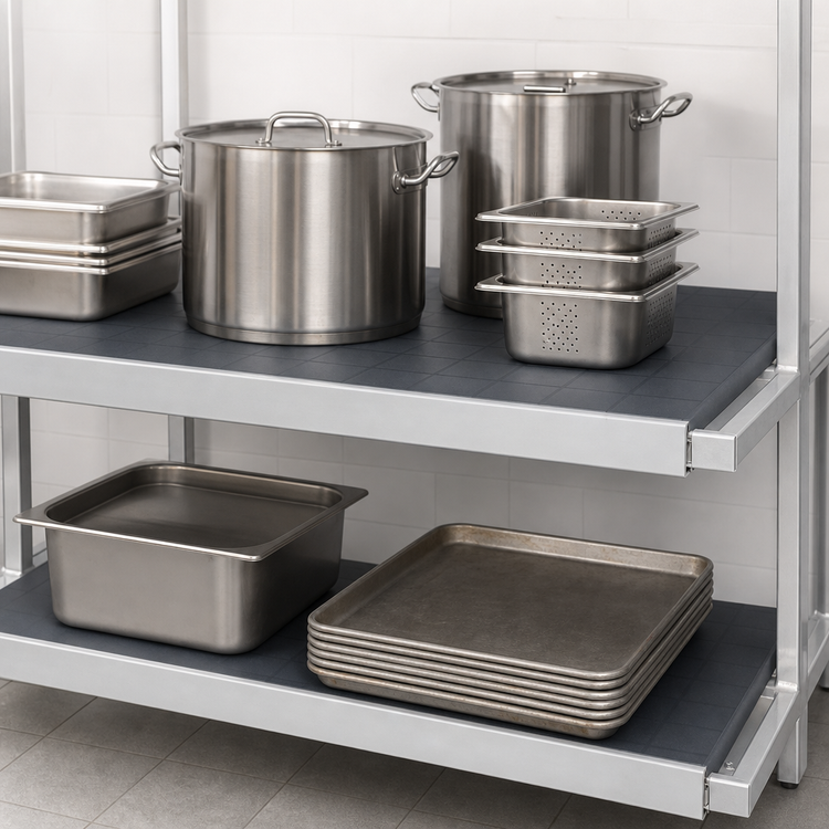 Product image #3 for Fermostock 59 Inch x 22 Inch Solid Horizontal Polymer Shelf with Anodized Aluminum Frame