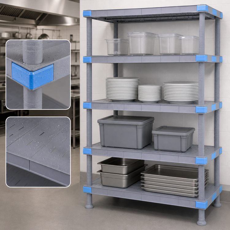 Product image #3 for Quantum Millenia 72"W x 21"D x 74"H Stationary Polymer Shelving Starter Unit with 4 Solid Shelves