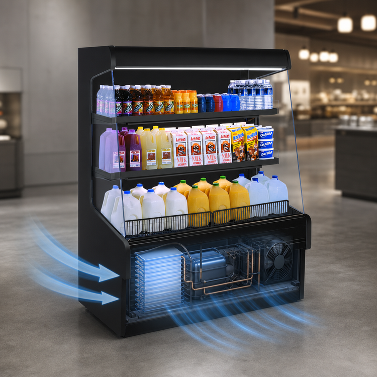 Product image #3 for Howard-McCray Ovation Series 51-Inch Black Dairy Open Merchandiser Open-Air Cooler with LED Lighted Shelves