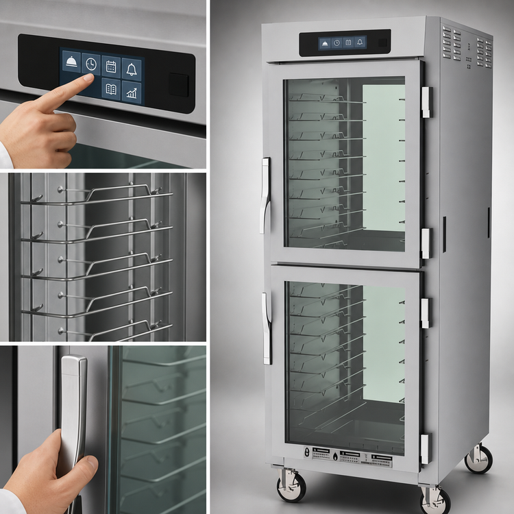 Product image #3 for Metro C5 8 Series Mobile Full-Height Pass-Thru Controlled Temperature Heated Holding Cabinet with Dutch Double-Pane Glass Doors and Universal Wire Slides
