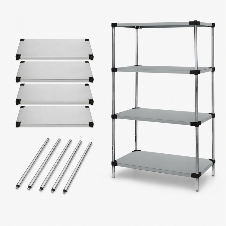 Product image #3 for Quantum 4-Shelf Solid Stainless Steel Shelving Starter Kit, 24 x 18 x 86 Inches