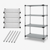Thumbnail image #3 for Quantum 4-Shelf Solid Stainless Steel Shelving Starter Kit, 24 x 18 x 86 Inches