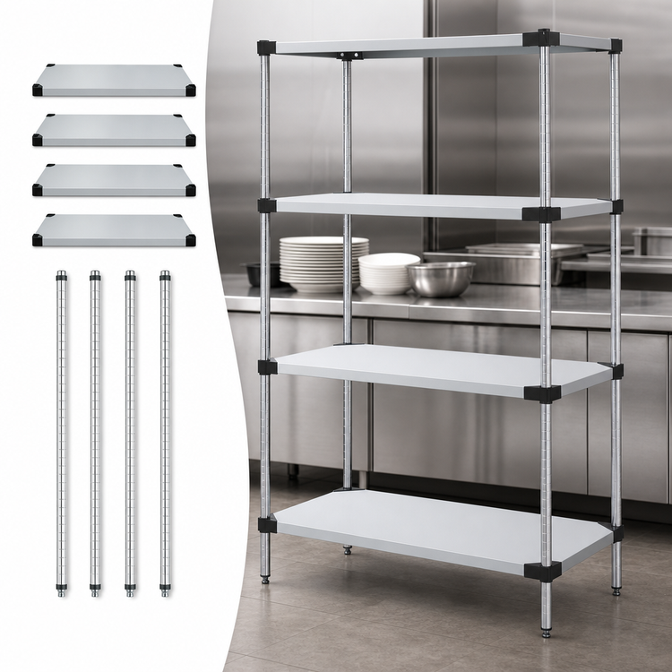 Product image #3 for Solid Stainless Steel Shelving Starter Kit, 42 x 14 x 54 Inches, 4 Shelves, 600-800 lb Capacity