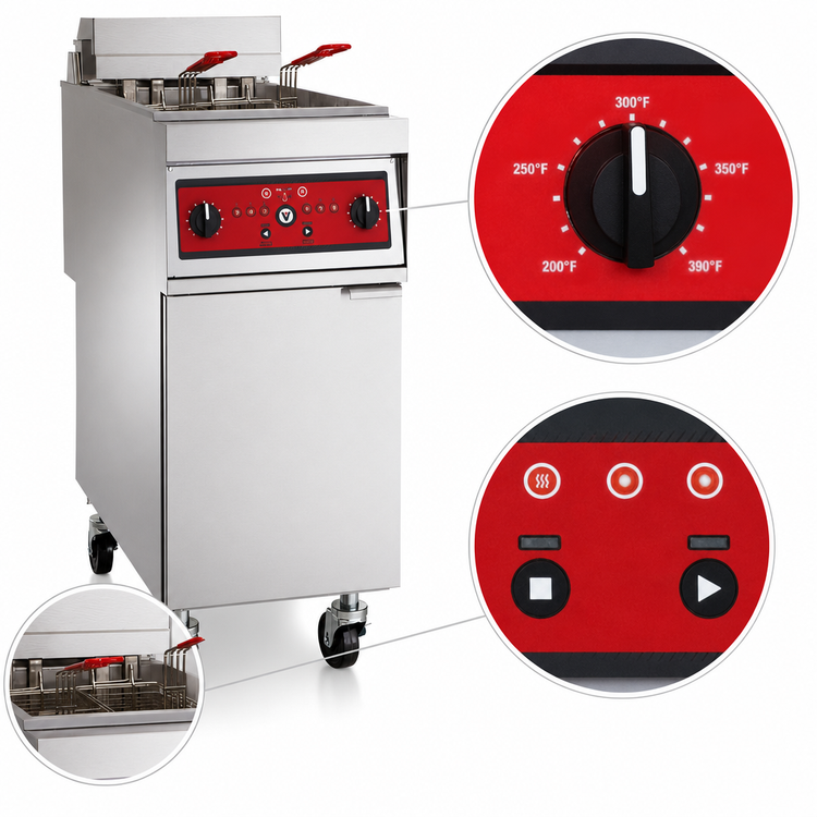Product image #4 for Vulcan 50 lb Free-Standing Electric Fryer with Solid State Knob Control and Twin Baskets