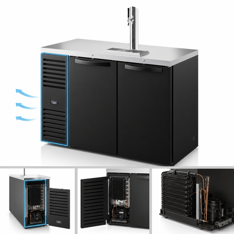 Product image #3 for True Premier Bar 52-Inch Flat Top Refrigerated Draft Bar Cooler with Stainless Steel Countertop and 1 Beer Column