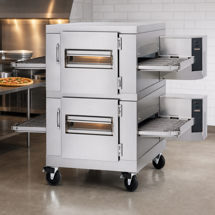 Product image #3 for Lincoln Impinger I 1400 Series Double-Stack Gas Conveyor Oven Package with Glass Access Windows