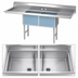 Thumbnail image #3 for 72-Inch Fabricated 2-Compartment Stainless Steel Sink with Left and Right Drainboards