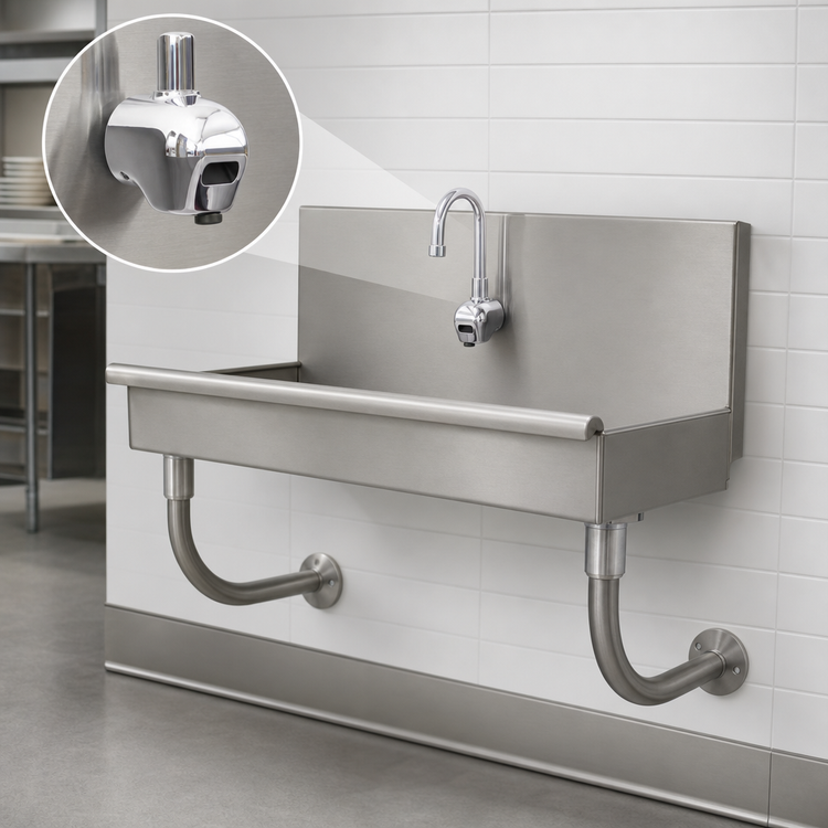Product image #3 for Advance Tabco 40-Inch Wall-Mounted ADA Stainless Steel Service Sink with Electronic Faucet