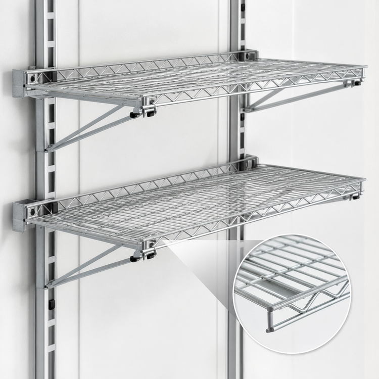 Product image #3 for WalStor Modular Wall System Double Wall Shelf Kit, 36 x 18 Inch Wire Shelves, Zinc Finish