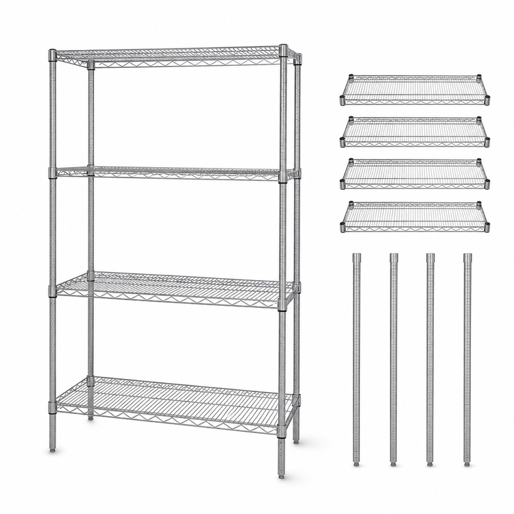 Product image #3 for Quantum 30"W x 18"D x 54"H 4-Shelf Wire Shelving Starter Kit, 304 Stainless Steel