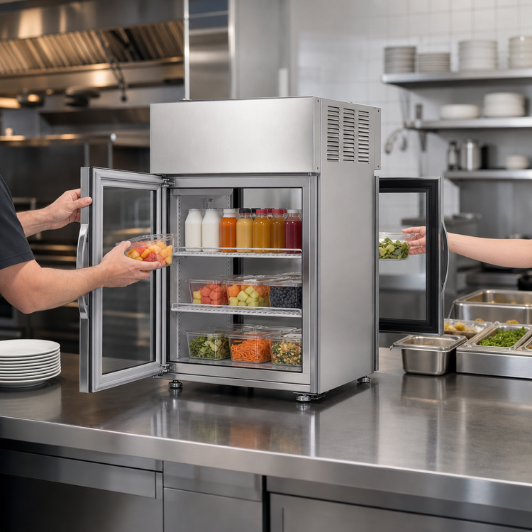 Product image #3 for True Pass-Thru Countertop Glass Door Refrigerated Merchandiser, Stainless Steel, 24 Inch, 1/5 HP