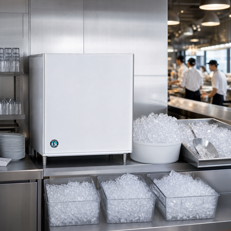 Product image #3 for Hoshizaki KM-1100MWJ Water-Cooled Crescent Cube Ice Maker with Self-Contained Condenser, 1,073 lb/Day