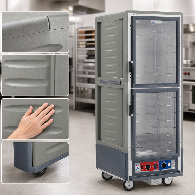 Product image #3 for Metro C5 3 Series Full Height Mobile Heated Holding & Proofing Cabinet with Gray Insulation Armour, Dutch Clear Doors, and Fixed Wire Slides