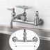 Thumbnail image #3 for T&S Brass Wall Mount 8-Inch Centers Double Pantry Mixing Faucet with 6-Inch Swing Nozzle and Soap Dish