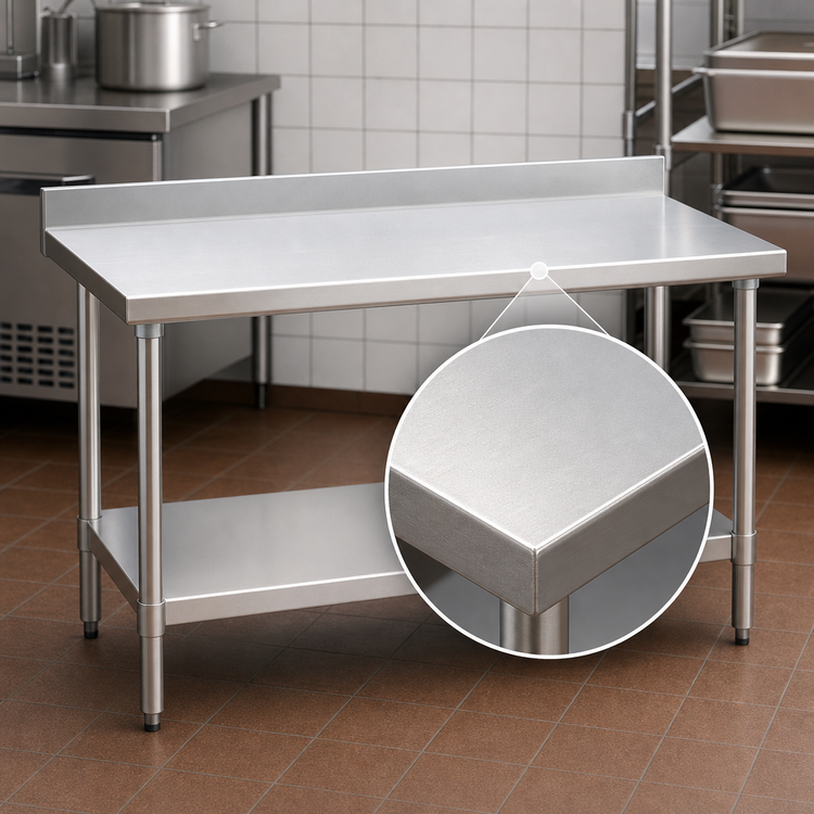 Product image #3 for Eagle Budget Series Stainless Steel Work Table with 4-1/2-Inch Backsplash and Adjustable Undershelf, 30 x 24 Inch