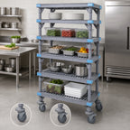 Thumbnail image #3 for Quantum Millenia QPM245486VS-5 Mobile Gray Polymer Shelving Starter Unit, 5 Open-Grid Shelves, 54W x 24D x 86H