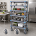 Thumbnail image #3 for Quantum Millenia Mobile Polymer Shelving Starter Unit with 5 Open Grid Shelves, 54W x 24D x 86H, Gray