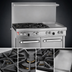 Thumbnail image #3 for Ultimate 48-Inch Commercial Gas Restaurant Range with 24-Inch Griddle, 2 Star/Sauté Front Burners, 2 Non-Clog Rear Burners, Convection Oven, and Cabinet Base
