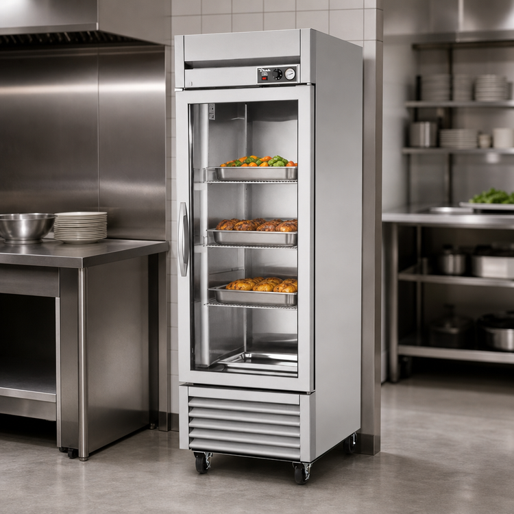 Product image #3 for True Mfg. 1-Section Reach-In Heated Holding Cabinet with Framed Glass Door and 3 Shelves