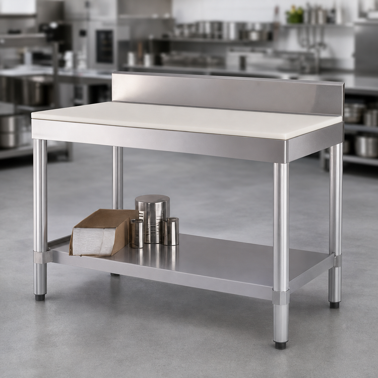 Product image #3 for New Age 60-Inch x 24-Inch Poly Top Work Table with 6-Inch Backsplash and Open Aluminum Base