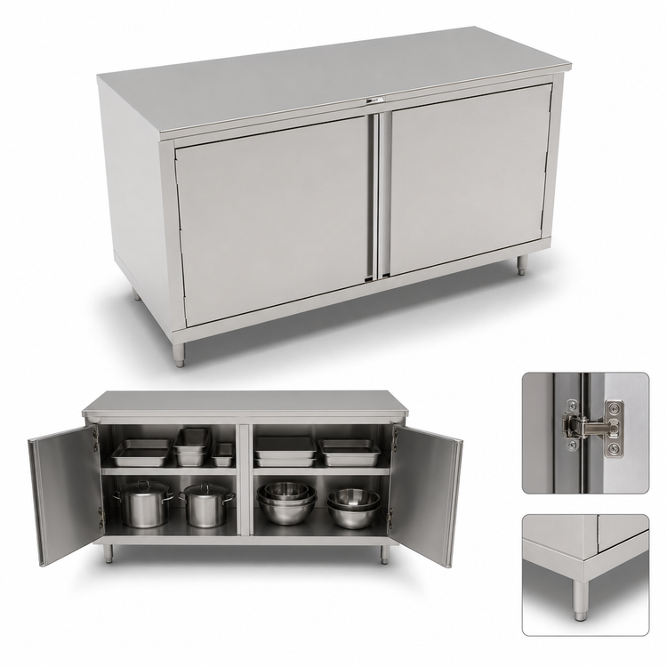 Product image #3 for John Boos 72 in. x 36 in. Stainless Steel Enclosed Work Table with Cabinet Base and Hinged Doors