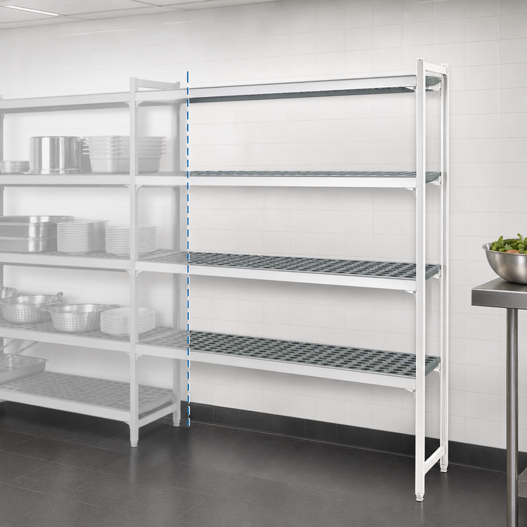 Product image #3 for 4-Tier Perforated Polymer Shelving Expansion Kit, 66-Inch H x 38-Inch W x 18-Inch D