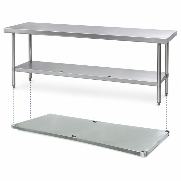 Product image #3 for Advance Tabco 108" x 24" 18-Gauge Stainless Steel Work Table Undershelf