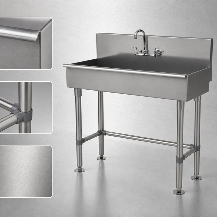 Product image #3 for Advance Tabco Freestanding Stainless Steel Service Sink with Faucet
