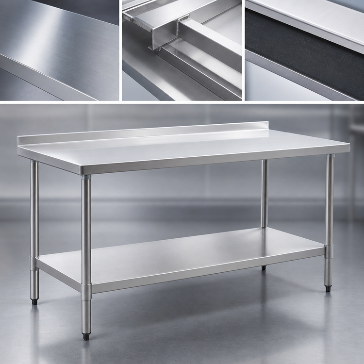 Product image #3 for Eagle Group Deluxe Series Stainless Steel Work Table with Rear Upturn and Adjustable Undershelf, 84-Inch W x 24-Inch D