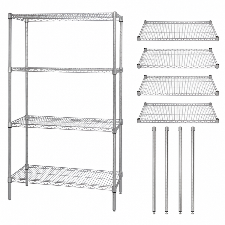 Product image #3 for Quantum 30" W x 24" D x 54" H 4-Shelf Wire Shelving Starter Kit, 304 Stainless Steel