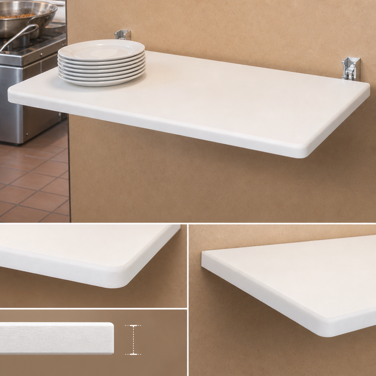Product image #3 for 3/4-Inch Thick Richlite Wall-Mounted Drop Shelf/Table, 24 x 10 in., 80 lb. Capacity