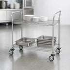 Thumbnail image #3 for Metro Super Erecta MW606 Two-Shelf Stainless Steel Utility Bus Cart, Open Base, 36 x 18 Inches
