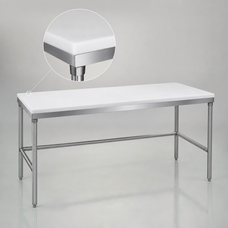 Product image #3 for Advance Tabco Poly-Vance 48 Inch x 30 Inch Poly Top Work Table with Stainless Steel Base