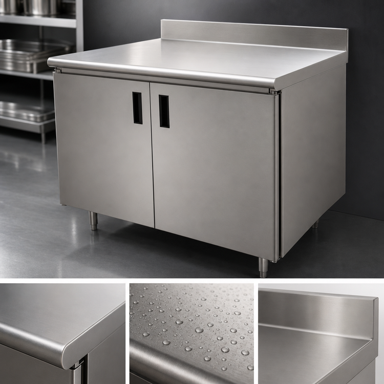 Product image #3 for Advance Tabco Special Value Series Enclosed Work Table with Cabinet Base, 48 x 30-Inch, 16-Gauge 304 Stainless Steel Top, 5-Inch Backsplash